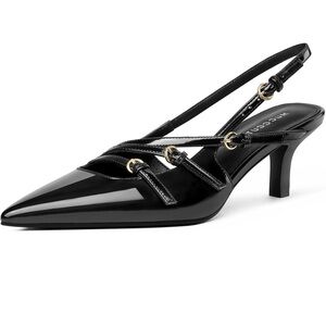 Mucccute Elegant Black Slingback Heels size 9